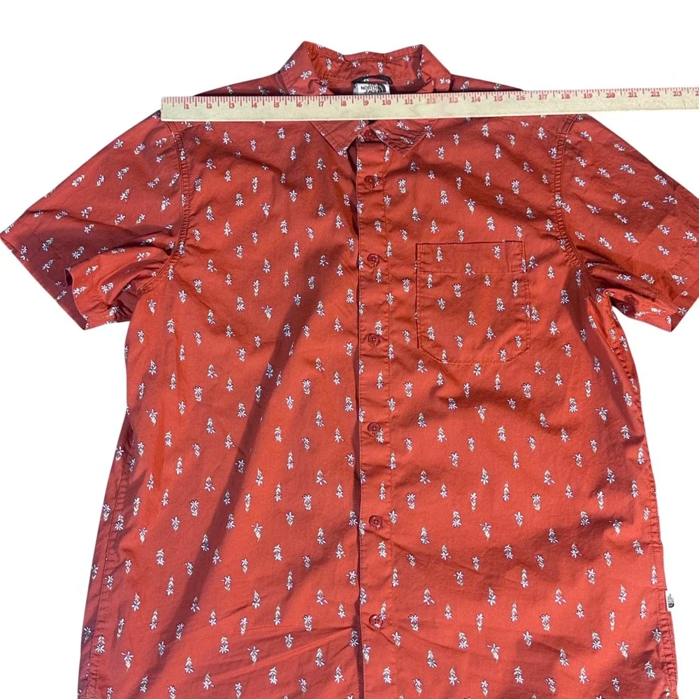 The North Face Button Up‎ Shirt Mens Large Orange Floral Short Sleeve NF0A55ND